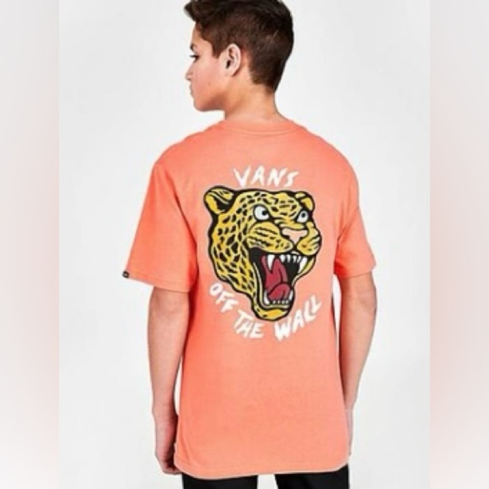 Vans Kids Fast Cat T-Shirt (Melon) size Medium